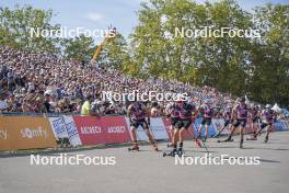 31.08.2024, Annecy, France (FRA): Emilien Jacquelin (FRA), Johannes Kuehn (GER), Eric Perrot (FRA), Sebastian Stalder (SUI), Quentin Fillon Maillet (FRA), Fabien Claude (FRA), (l-r)  - Martin Fourcade Nordic Festival Biathlon, Annecy (FRA). www.nordicfocus.com. © Thibaut/NordicFocus. Every downloaded picture is fee-liable.