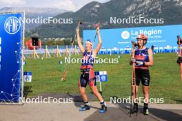 31.08.2024, Annecy, France (FRA): Ingrid Landmark Tandrevold (NOR), Justine Braisaz-Bouchet (FRA), (l-r) - Martin Fourcade Nordic Festival Biathlon, Annecy (FRA). www.nordicfocus.com. © Manzoni/NordicFocus. Every downloaded picture is fee-liable.