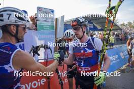 31.08.2024, Annecy, France (FRA): Jakov Fak (SLO), Johannes Kuehn (GER), (l-r)  - Martin Fourcade Nordic Festival Biathlon, Annecy (FRA). www.nordicfocus.com. © Thibaut/NordicFocus. Every downloaded picture is fee-liable.