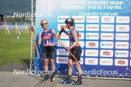 31.08.2024, Annecy, France (FRA): Justine Braisaz-Bouchet (FRA), Julia Simon (FRA), (l-r)  - Martin Fourcade Nordic Festival Biathlon, Annecy (FRA). www.nordicfocus.com. © Thibaut/NordicFocus. Every downloaded picture is fee-liable.