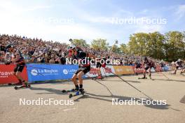 31.08.2024, Annecy, France (FRA): Emilien Jacquelin (FRA), Johannes Kuehn (GER), Eric Perrot (FRA), Quentin Fillon Maillet (FRA), (l-r) - Martin Fourcade Nordic Festival Biathlon, Annecy (FRA). www.nordicfocus.com. © Manzoni/NordicFocus. Every downloaded picture is fee-liable.