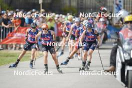 31.08.2024, Annecy, France (FRA): Julia Simon (FRA), Justine Braisaz-Bouchet (FRA), Lou Jeanmonnot (FRA), (l-r)  - Martin Fourcade Nordic Festival Biathlon, Annecy (FRA). www.nordicfocus.com. © Thibaut/NordicFocus. Every downloaded picture is fee-liable.