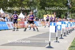 31.08.2024, Annecy, France (FRA): Lou Jeanmonnot (FRA), Justine Braisaz-Bouchet (FRA), (l-r) - Martin Fourcade Nordic Festival Biathlon, Annecy (FRA). www.nordicfocus.com. © Manzoni/NordicFocus. Every downloaded picture is fee-liable.