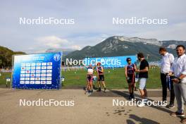 31.08.2024, Annecy, France (FRA): Ingrid Landmark Tandrevold (NOR), Justine Braisaz-Bouchet (FRA), Julia Simon (FRA), (l-r) - Martin Fourcade Nordic Festival Biathlon, Annecy (FRA). www.nordicfocus.com. © Manzoni/NordicFocus. Every downloaded picture is fee-liable.