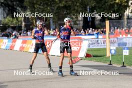 31.08.2024, Annecy, France (FRA): Jakov Fak (SLO), Eric Perrot (FRA), (l-r) - Martin Fourcade Nordic Festival Biathlon, Annecy (FRA). www.nordicfocus.com. © Manzoni/NordicFocus. Every downloaded picture is fee-liable.