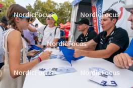 30.08.2024, Annecy, France (FRA): Nils Alegre (FRA), Quentin Fillon Maillet (FRA), Emilien Jacquelin (FRA) - Martin Fourcade Nordic Festival Biathlon, Annecy (FRA). www.nordicfocus.com. © Thibaut/NordicFocus. Every downloaded picture is fee-liable.