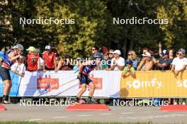 31.08.2024, Annecy, France (FRA): Filip Fjeld Andersen (NOR), Quentin Fillon Maillet (FRA), (l-r) - Martin Fourcade Nordic Festival Biathlon, Annecy (FRA). www.nordicfocus.com. © Manzoni/NordicFocus. Every downloaded picture is fee-liable.