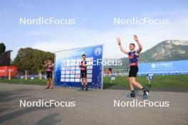 31.08.2024, Annecy, France (FRA): Eric Perrot (FRA), Emilien Jacquelin (FRA), Sebastian Stalder (SUI), (l-r) - Martin Fourcade Nordic Festival Biathlon, Annecy (FRA). www.nordicfocus.com. © Manzoni/NordicFocus. Every downloaded picture is fee-liable.