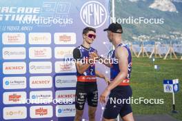 31.08.2024, Annecy, France (FRA): Eric Perrot (FRA), Emilien Jacquelin (FRA), (l-r)  - Martin Fourcade Nordic Festival Biathlon, Annecy (FRA). www.nordicfocus.com. © Thibaut/NordicFocus. Every downloaded picture is fee-liable.