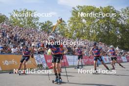 31.08.2024, Annecy, France (FRA): Emilien Jacquelin (FRA), Sebastian Stalder (SUI), Quentin Fillon Maillet (FRA), Fabien Claude (FRA), (l-r)  - Martin Fourcade Nordic Festival Biathlon, Annecy (FRA). www.nordicfocus.com. © Thibaut/NordicFocus. Every downloaded picture is fee-liable.