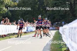 31.08.2024, Annecy, France (FRA): Quentin Fillon Maillet (FRA), Eric Perrot (FRA), Filip Fjeld Andersen (NOR), (l-r) - Martin Fourcade Nordic Festival Biathlon, Annecy (FRA). www.nordicfocus.com. © Manzoni/NordicFocus. Every downloaded picture is fee-liable.