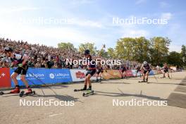 31.08.2024, Annecy, France (FRA): Johannes Kuehn (GER), Quentin Fillon Maillet (FRA), Fabien Claude (FRA), (l-r) - Martin Fourcade Nordic Festival Biathlon, Annecy (FRA). www.nordicfocus.com. © Manzoni/NordicFocus. Every downloaded picture is fee-liable.