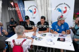 30.08.2024, Annecy, France (FRA): Emilien Jacquelin (FRA), Quentin Fillon Maillet (FRA), Nils Alegre (FRA), (l-r)  - Martin Fourcade Nordic Festival Biathlon, Annecy (FRA). www.nordicfocus.com. © Thibaut/NordicFocus. Every downloaded picture is fee-liable.