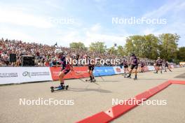 31.08.2024, Annecy, France (FRA): Ingrid Landmark Tandrevold (NOR), Justine Braisaz-Bouchet (FRA), Julia Simon (FRA), (l-r) - Martin Fourcade Nordic Festival Biathlon, Annecy (FRA). www.nordicfocus.com. © Manzoni/NordicFocus. Every downloaded picture is fee-liable.