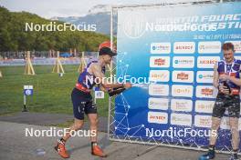 31.08.2024, Annecy, France (FRA): Emilien Jacquelin (FRA), Sebastian Stalder (SUI), (l-r)  - Martin Fourcade Nordic Festival Biathlon, Annecy (FRA). www.nordicfocus.com. © Thibaut/NordicFocus. Every downloaded picture is fee-liable.