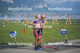 31.08.2024, Annecy, France (FRA): Ingrid Landmark Tandrevold (NOR), Justine Braisaz-Bouchet (FRA), (l-r)  - Martin Fourcade Nordic Festival Biathlon, Annecy (FRA). www.nordicfocus.com. © Thibaut/NordicFocus. Every downloaded picture is fee-liable.