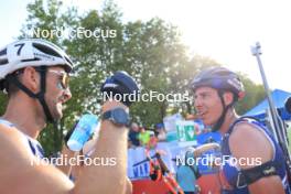 31.08.2024, Annecy, France (FRA): Jakov Fak (SLO), Quentin Fillon Maillet (FRA), (l-r) - Martin Fourcade Nordic Festival Biathlon, Annecy (FRA). www.nordicfocus.com. © Manzoni/NordicFocus. Every downloaded picture is fee-liable.