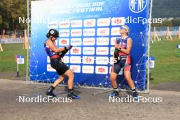 31.08.2024, Annecy, France (FRA): Julia Simon (FRA), Ingrid Landmark Tandrevold (NOR), (l-r) - Martin Fourcade Nordic Festival Biathlon, Annecy (FRA). www.nordicfocus.com. © Manzoni/NordicFocus. Every downloaded picture is fee-liable.