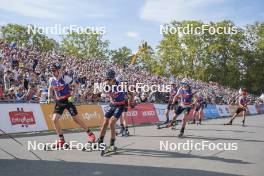 31.08.2024, Annecy, France (FRA): Johannes Kuehn (GER), Quentin Fillon Maillet (FRA), Jakov Fak (SLO), Fabien Claude (FRA), (l-r)  - Martin Fourcade Nordic Festival Biathlon, Annecy (FRA). www.nordicfocus.com. © Thibaut/NordicFocus. Every downloaded picture is fee-liable.