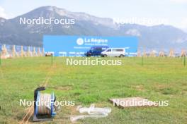 30.08.2024, Annecy, France (FRA): Event Feature: Overview over the stadium with the shooting range - Martin Fourcade Nordic Festival Biathlon, Annecy (FRA). www.nordicfocus.com. © Manzoni/NordicFocus. Every downloaded picture is fee-liable.