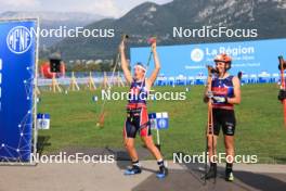 31.08.2024, Annecy, France (FRA): Ingrid Landmark Tandrevold (NOR), Justine Braisaz-Bouchet (FRA), (l-r) - Martin Fourcade Nordic Festival Biathlon, Annecy (FRA). www.nordicfocus.com. © Manzoni/NordicFocus. Every downloaded picture is fee-liable.