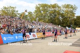 31.08.2024, Annecy, France (FRA): Lou Jeanmonnot (FRA), Justine Braisaz-Bouchet (FRA), Ingrid Landmark Tandrevold (NOR), Julia Simon (FRA), (l-r) - Martin Fourcade Nordic Festival Biathlon, Annecy (FRA). www.nordicfocus.com. © Manzoni/NordicFocus. Every downloaded picture is fee-liable.