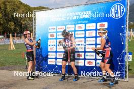 31.08.2024, Annecy, France (FRA): Justine Braisaz-Bouchet (FRA), Julia Simon (FRA), Ingrid Landmark Tandrevold (NOR), (l-r) - Martin Fourcade Nordic Festival Biathlon, Annecy (FRA). www.nordicfocus.com. © Manzoni/NordicFocus. Every downloaded picture is fee-liable.