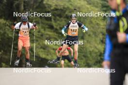 22.09.2024, Premanon, France (FRA): Paul Amiot (FRA), Camille Lebrun (FRA), (l-r) - Biathlon Samse Summer Tour, individual, Premanon (FRA). www.nordicfocus.com. © Manzoni/NordicFocus. Every downloaded picture is fee-liable.