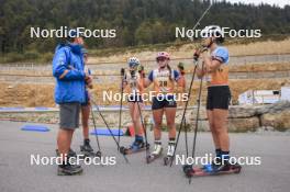 22.09.2024, Premanon, France (FRA): Adele Ouvrier-Buffet (FRA), Lana Moreira (FRA), Cassandre Couder (FRA), (l-r) - Biathlon Samse Summer Tour, individual, Premanon (FRA). www.nordicfocus.com. © Manzoni/NordicFocus. Every downloaded picture is fee-liable.