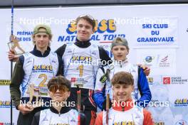 22.09.2024, Premanon, France (FRA): Tobit Keller (SUI), Murray Jacquin (FRA), Niels Bibollet (FRA), Martin Minazzi (FRA), Augustin Remonnay (FRA), (l-r) - Biathlon Samse Summer Tour, individual, Premanon (FRA). www.nordicfocus.com. © Manzoni/NordicFocus. Every downloaded picture is fee-liable.