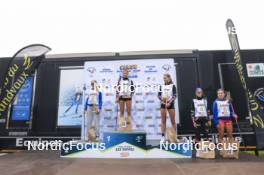 22.09.2024, Premanon, France (FRA): Adele Ouvrier-Buffet (FRA), Zelie Pic (FRA), Jeanne Dautheville (FRA), Rose Dusserre (FRA), Rose Marguet (FRA), (l-r) - Biathlon Samse Summer Tour, individual, Premanon (FRA). www.nordicfocus.com. © Manzoni/NordicFocus. Every downloaded picture is fee-liable.