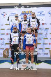 22.09.2024, Premanon, France (FRA): Adele Ouvrier-Buffet (FRA), Zelie Pic (FRA), Jeanne Dautheville (FRA), Rose Dusserre (FRA), Rose Marguet (FRA), (l-r) - Biathlon Samse Summer Tour, individual, Premanon (FRA). www.nordicfocus.com. © Manzoni/NordicFocus. Every downloaded picture is fee-liable.