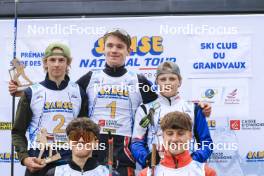 22.09.2024, Premanon, France (FRA): Tobit Keller (SUI), Murray Jacquin (FRA), Niels Bibollet (FRA), Martin Minazzi (FRA), Augustin Remonnay (FRA), (l-r) - Biathlon Samse Summer Tour, individual, Premanon (FRA). www.nordicfocus.com. © Manzoni/NordicFocus. Every downloaded picture is fee-liable.