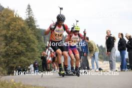 22.09.2024, Premanon, France (FRA): Elie Roussel (FRA), Gaston Creuzet (FRA), (l-r) - Biathlon Samse Summer Tour, individual, Premanon (FRA). www.nordicfocus.com. © Manzoni/NordicFocus. Every downloaded picture is fee-liable.