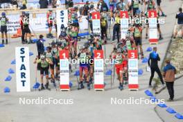 22.09.2024, Premanon, France (FRA): Leo Carlier (FRA), Antonin Guy (FRA), Enzo Bouillet (FRA), Emile Weiss (FRA), (l-r) - Biathlon Samse Summer Tour, pursuit, Premanon (FRA). www.nordicfocus.com. © Manzoni/NordicFocus. Every downloaded picture is fee-liable.