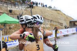 22.09.2024, Premanon, France (FRA): Jeanne Richard (FRA), Lena Haecki-Gross (SUI), (l-r) - Biathlon Samse Summer Tour, pursuit, Premanon (FRA). www.nordicfocus.com. © Manzoni/NordicFocus. Every downloaded picture is fee-liable.