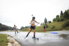 22.09.2024, Premanon, France (FRA): Chloe Dupont (GBR), Ludmilla Roche (FRA) - Biathlon Samse Summer Tour, pursuit, Premanon (FRA). www.nordicfocus.com. © Manzoni/NordicFocus. Every downloaded picture is fee-liable.