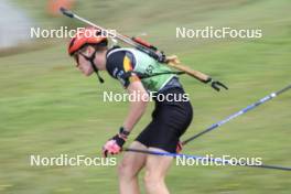 22.09.2024, Premanon, France (FRA): Louis Debloem (BEL) - Biathlon Samse Summer Tour, pursuit, Premanon (FRA). www.nordicfocus.com. © Manzoni/NordicFocus. Every downloaded picture is fee-liable.