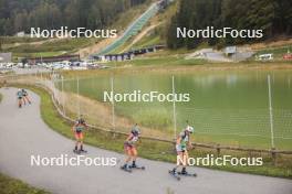 22.09.2024, Premanon, France (FRA): Zelie Roy (FRA), Fiona Laurent (FRA), Romane Ouvrier-Buffet (FRA), (l-r) - Biathlon Samse Summer Tour, pursuit, Premanon (FRA). www.nordicfocus.com. © Manzoni/NordicFocus. Every downloaded picture is fee-liable.