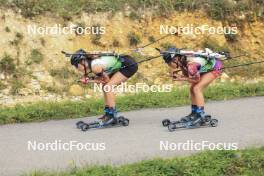 22.09.2024, Premanon, France (FRA): Cloe Canet (FRA), Valeria Benderer (SUI), (l-r) - Biathlon Samse Summer Tour, pursuit, Premanon (FRA). www.nordicfocus.com. © Manzoni/NordicFocus. Every downloaded picture is fee-liable.