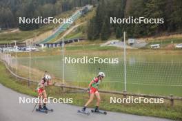 22.09.2024, Premanon, France (FRA): Lena Brun (FRA), Romane Auguet (FRA), (l-r) - Biathlon Samse Summer Tour, pursuit, Premanon (FRA). www.nordicfocus.com. © Manzoni/NordicFocus. Every downloaded picture is fee-liable.