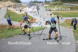 22.09.2024, Premanon, France (FRA): Noah Delevaux (FRA), Teo Fastiggi Bailina (FRA), (l-r) - Biathlon Samse Summer Tour, pursuit, Premanon (FRA). www.nordicfocus.com. © Manzoni/NordicFocus. Every downloaded picture is fee-liable.