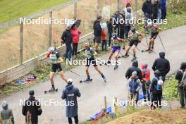 22.09.2024, Premanon, France (FRA): Ambroise Meunier (FRA), Judicael Perrillat-Bottonet (FRA), Ilann Dupont (FRA), Mathias Riebli (SUI), Adrien Baylac (FRA), (l-r) - Biathlon Samse Summer Tour, pursuit, Premanon (FRA). www.nordicfocus.com. © Manzoni/NordicFocus. Every downloaded picture is fee-liable.