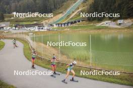 22.09.2024, Premanon, France (FRA): Zelie Roy (FRA), Fiona Laurent (FRA), Romane Ouvrier-Buffet (FRA), (l-r) - Biathlon Samse Summer Tour, pursuit, Premanon (FRA). www.nordicfocus.com. © Manzoni/NordicFocus. Every downloaded picture is fee-liable.