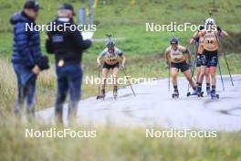 22.09.2024, Premanon, France (FRA): Elisa Gasparin (SUI), Lea Meier (SUI), Lisa Siberchicot (FRA), (l-r) - Biathlon Samse Summer Tour, pursuit, Premanon (FRA). www.nordicfocus.com. © Manzoni/NordicFocus. Every downloaded picture is fee-liable.