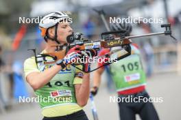 22.09.2024, Premanon, France (FRA): Leo Carlier (FRA) - Biathlon Samse Summer Tour, pursuit, Premanon (FRA). www.nordicfocus.com. © Manzoni/NordicFocus. Every downloaded picture is fee-liable.