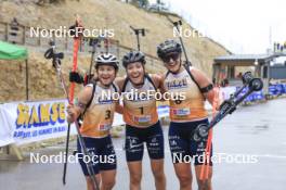 22.09.2024, Premanon, France (FRA): Jeanne Richard (FRA), Oceane Michelon (FRA), Julia Simon (FRA), (l-r) - Biathlon Samse Summer Tour, pursuit, Premanon (FRA). www.nordicfocus.com. © Manzoni/NordicFocus. Every downloaded picture is fee-liable.