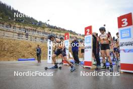 22.09.2024, Premanon, France (FRA): Julia Simon (FRA), Aita Gasparin (SUI), (l-r) - Biathlon Samse Summer Tour, pursuit, Premanon (FRA). www.nordicfocus.com. © Manzoni/NordicFocus. Every downloaded picture is fee-liable.