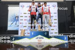 22.09.2024, Premanon, France (FRA): Ian Martinet (FRA), Edgar Geny (FRA), Antonin Delsol (FRA), (l-r) - Biathlon Samse Summer Tour, pursuit, Premanon (FRA). www.nordicfocus.com. © Manzoni/NordicFocus. Every downloaded picture is fee-liable.