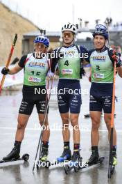 22.09.2024, Premanon, France (FRA): Oscar Lombardot (FRA), Eric Perrot (FRA), Quentin Fillon Maillet (FRA), (l-r) - Biathlon Samse Summer Tour, pursuit, Premanon (FRA). www.nordicfocus.com. © Manzoni/NordicFocus. Every downloaded picture is fee-liable.